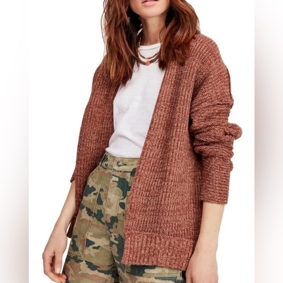 Free People Brown Combo Long Sleeve Open Cardigan - Picture 13 of 13